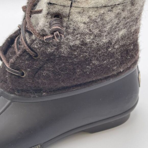 SPERRY Duck Boots Women’s Size 7 Ombre Brown Saltwater Wool Lace Up Side Zip - Picture 10 of 16
